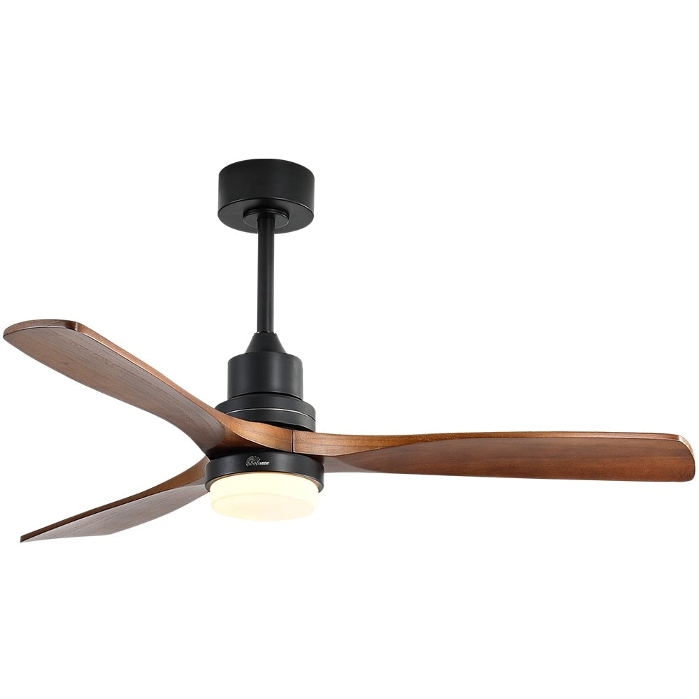 Sofucor 52 Indoor Wood Ceiling Fan Light with Remote, Integrated Light Optional