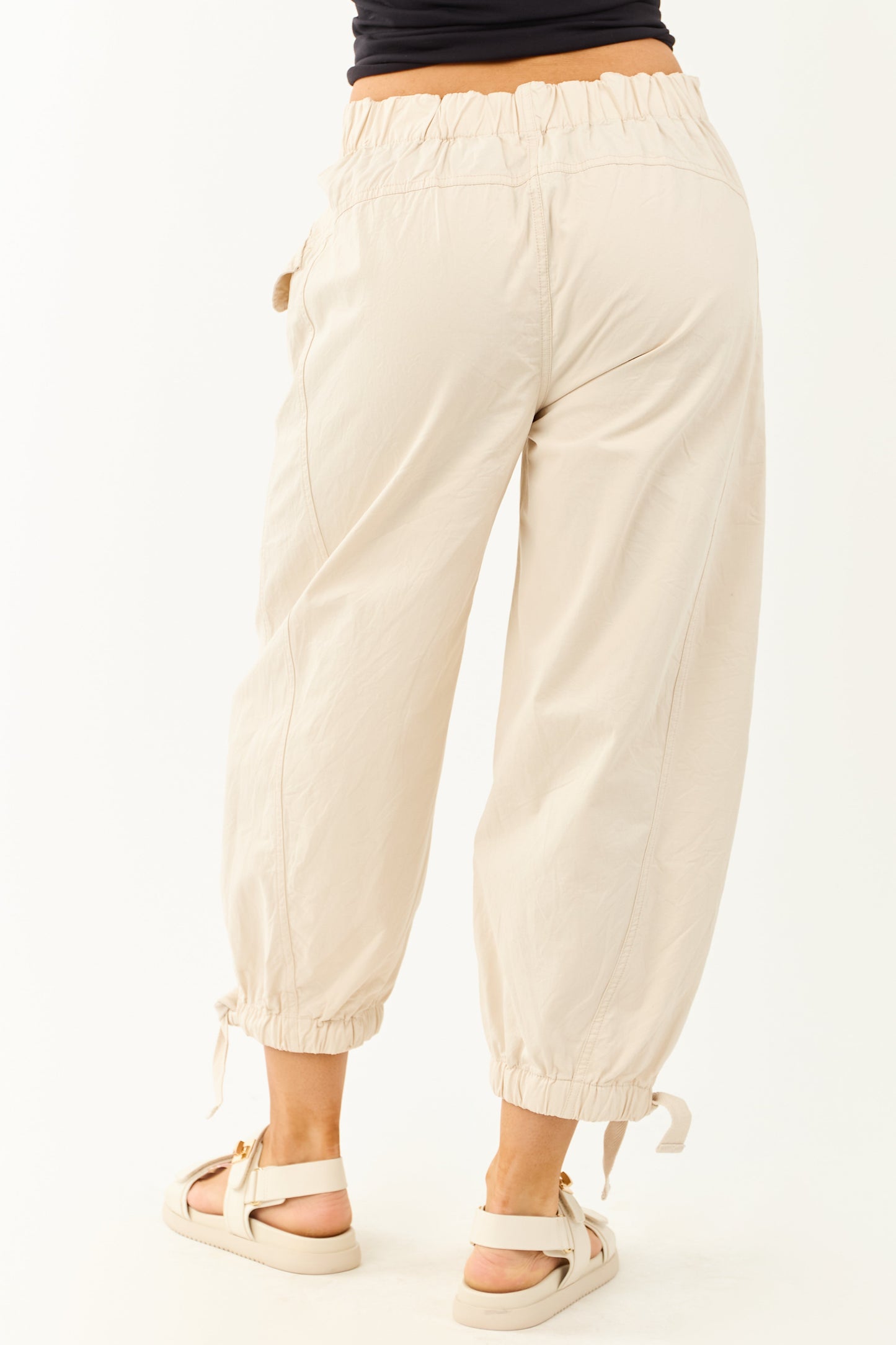 Almond Cargo Pocket Barrel Jogger Pants