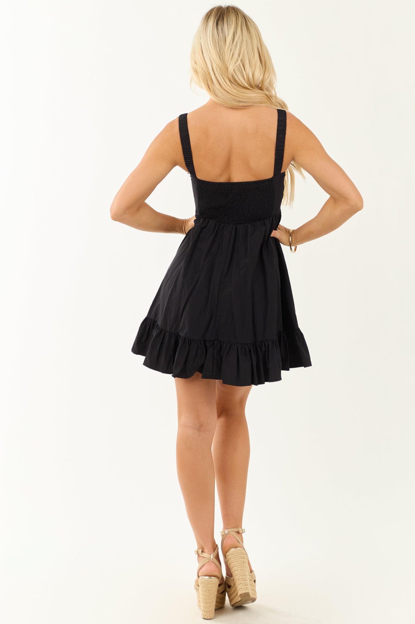 Black Sleeveless Sweetheart Neck Mini Dress
