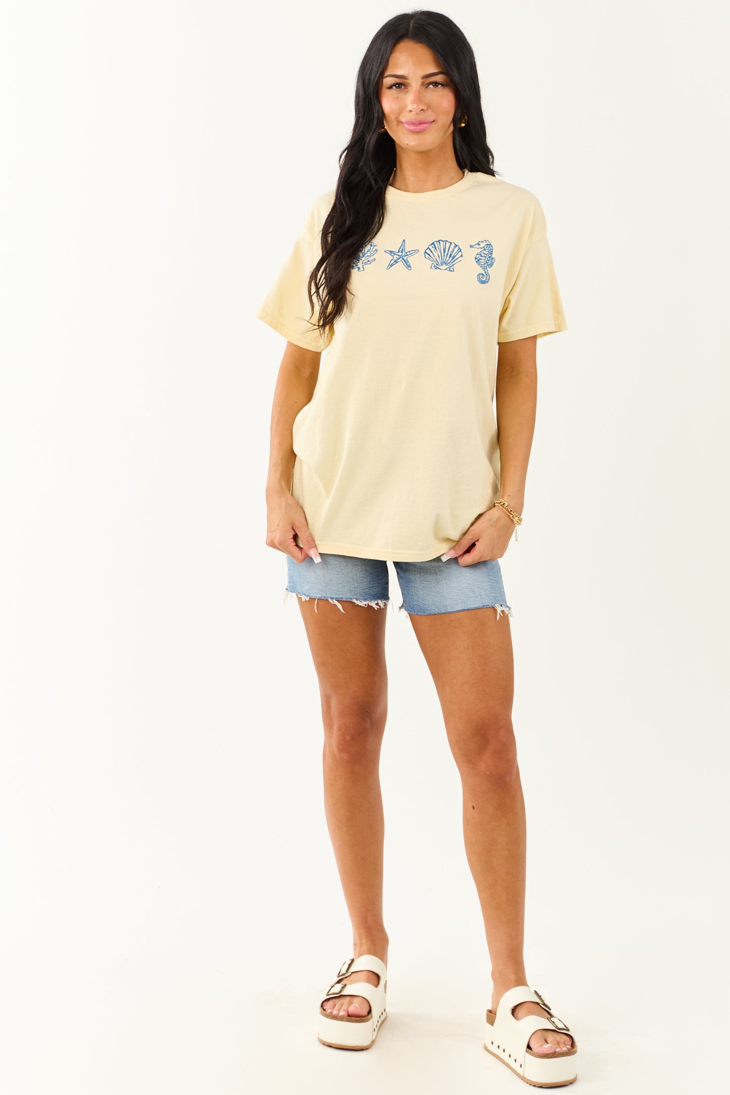Buttercream Beachy Embroidery Relaxed Tee