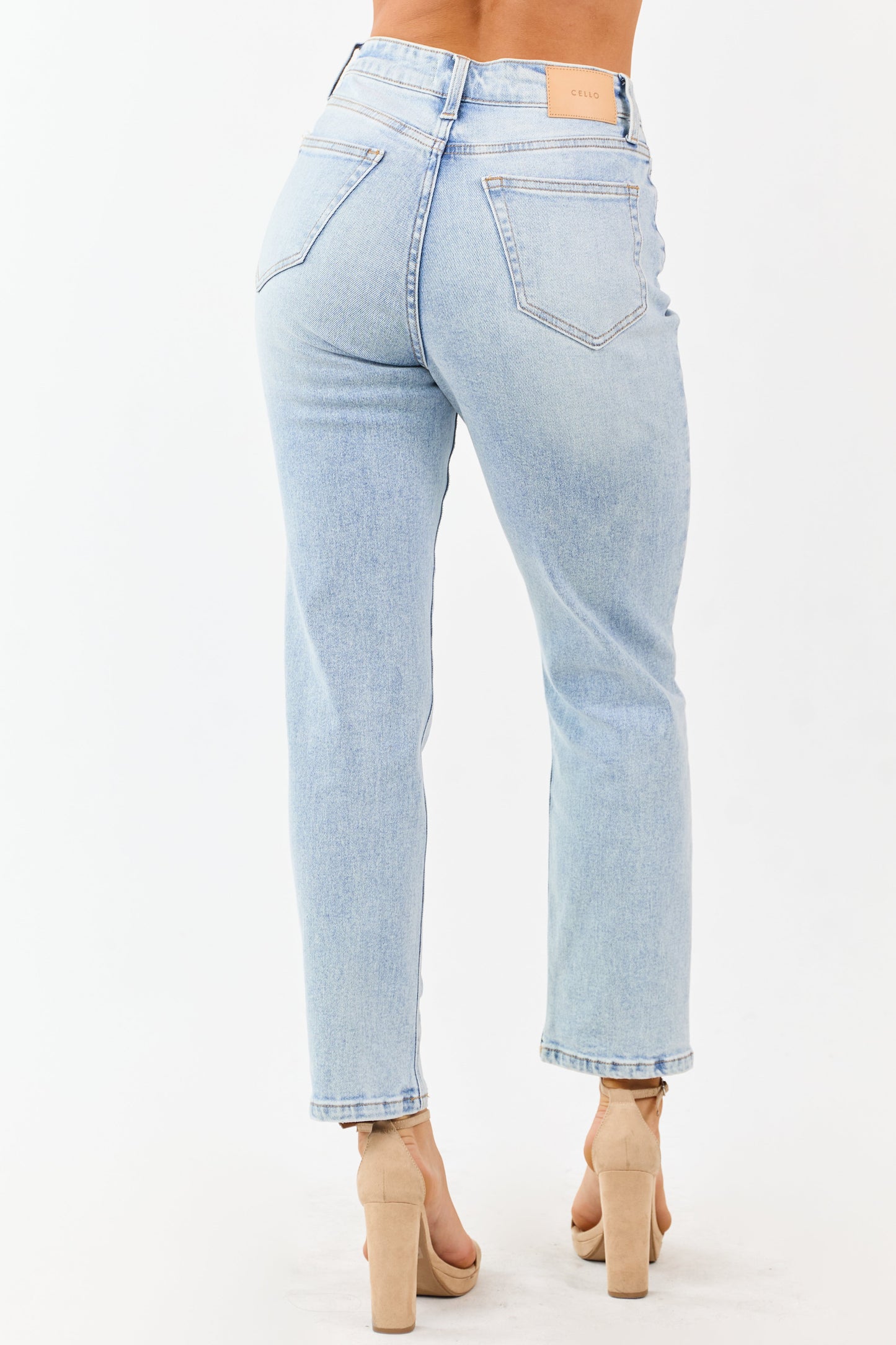 Cello Light Acid Wash Stretchy Straight Jeans