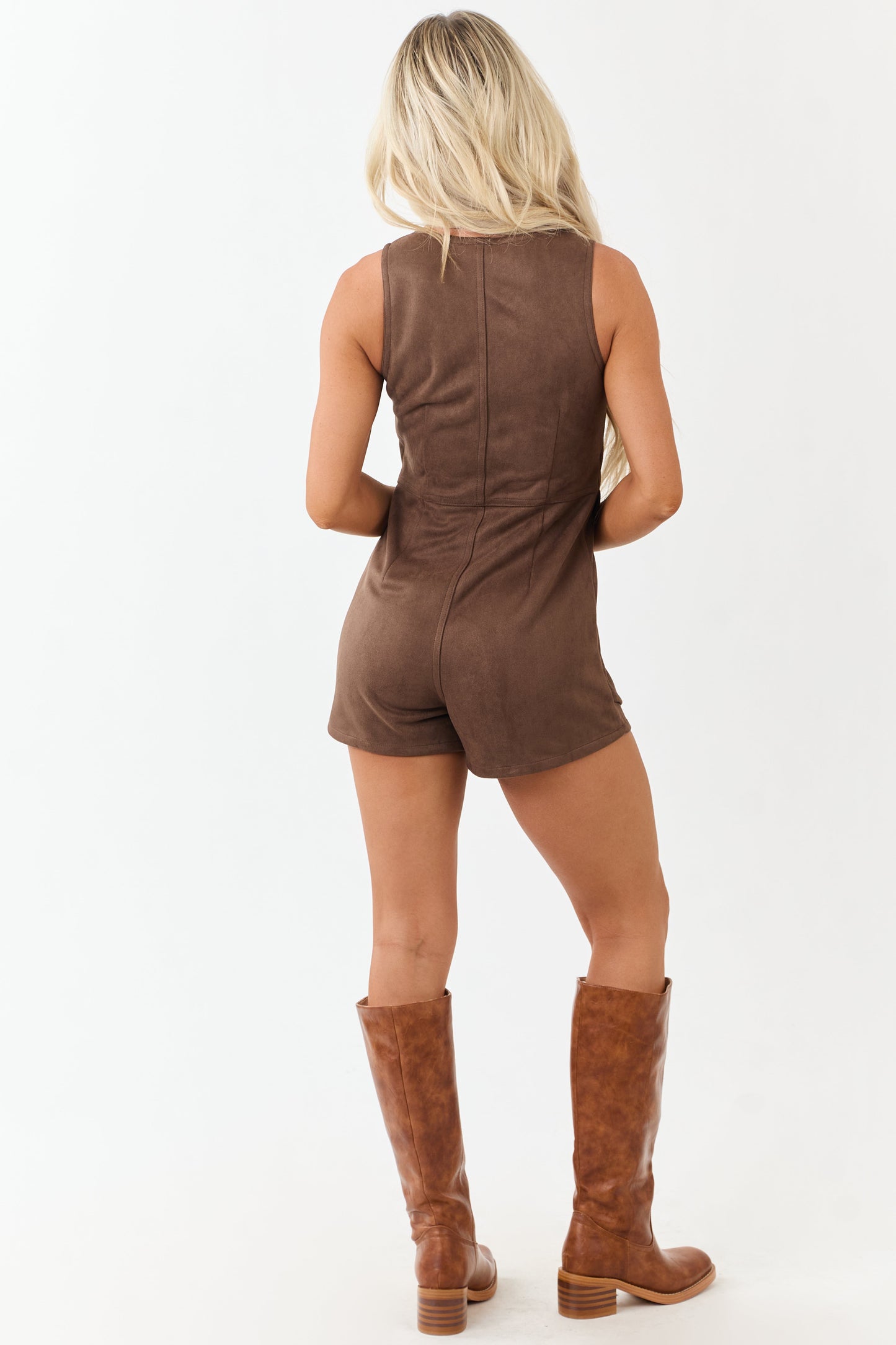 Cocoa Faux Suede Vest Style Romper
