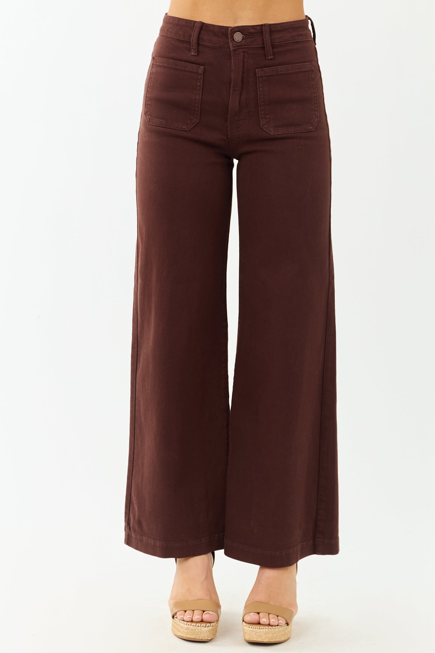 Cocoa High Rise Patch Pocket Stretchy Wide Leg Jeans