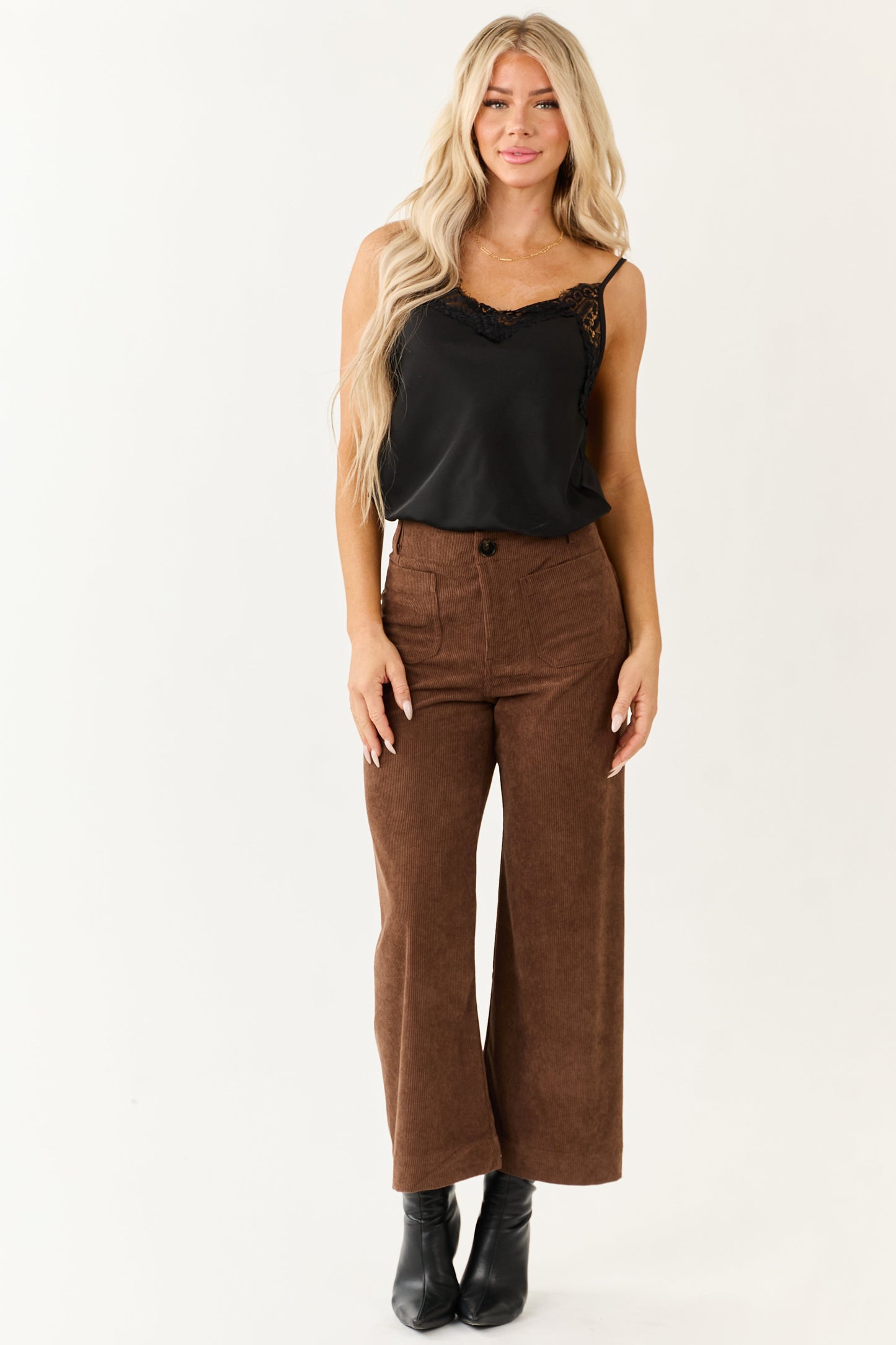 Cocoa Patch Pocket Corduroy Wide Leg Cropped Pants