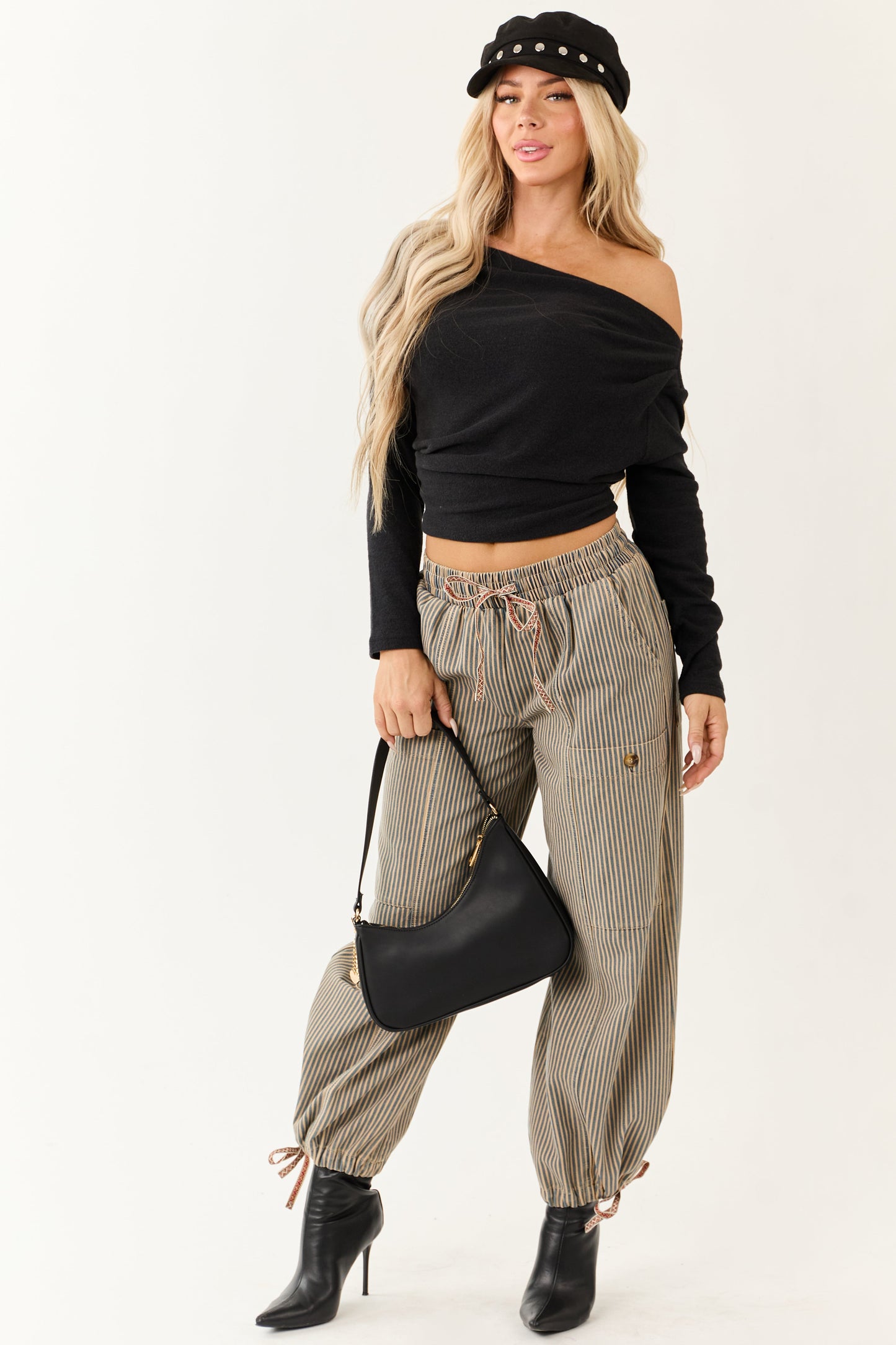 PRE-ORDER Copper and Ocean Striped Wide Leg Denim Pants SHIP ETA 10/15