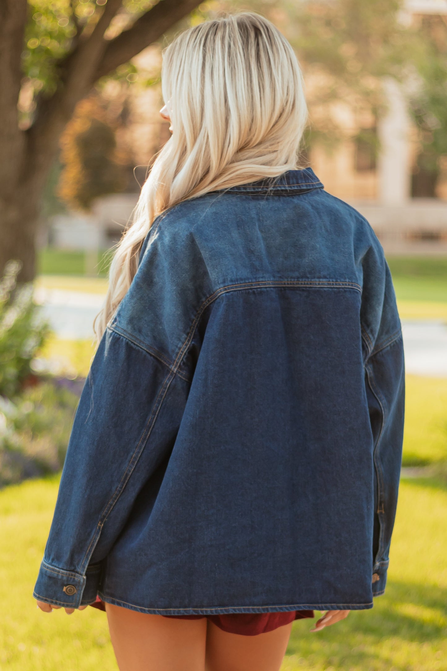 Dark Wash Button Down Relaxed Denim Jacket