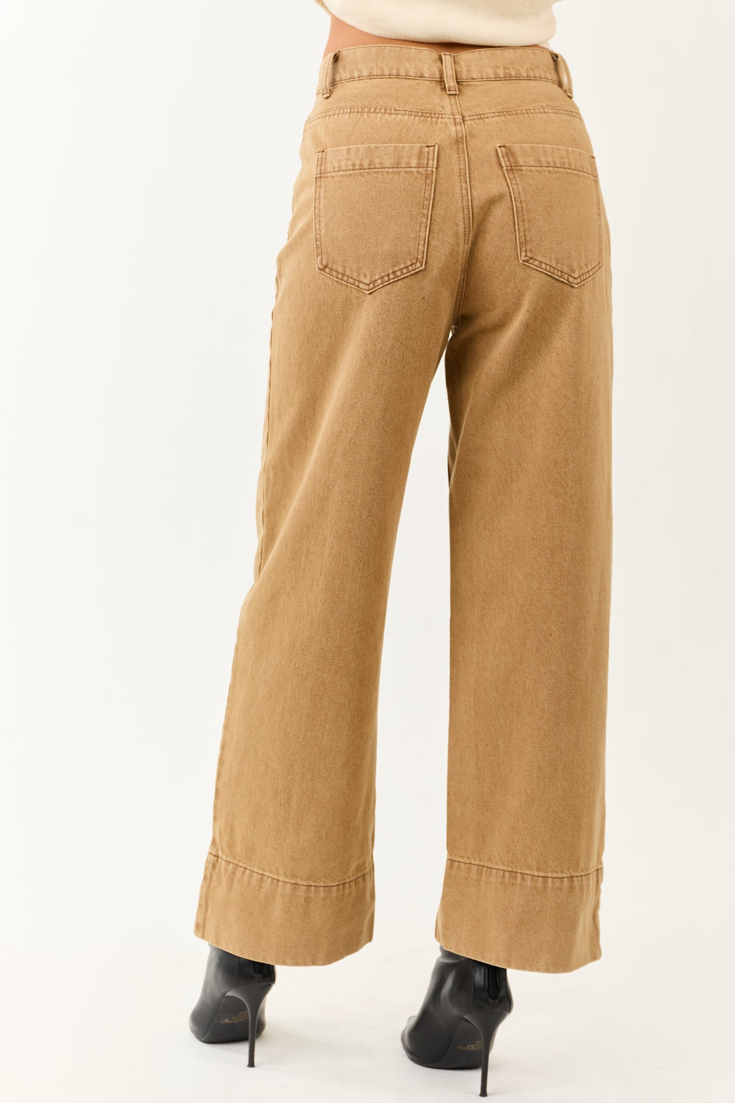 Entro Brown Sugar High Rise Straight Leg Denim Pants