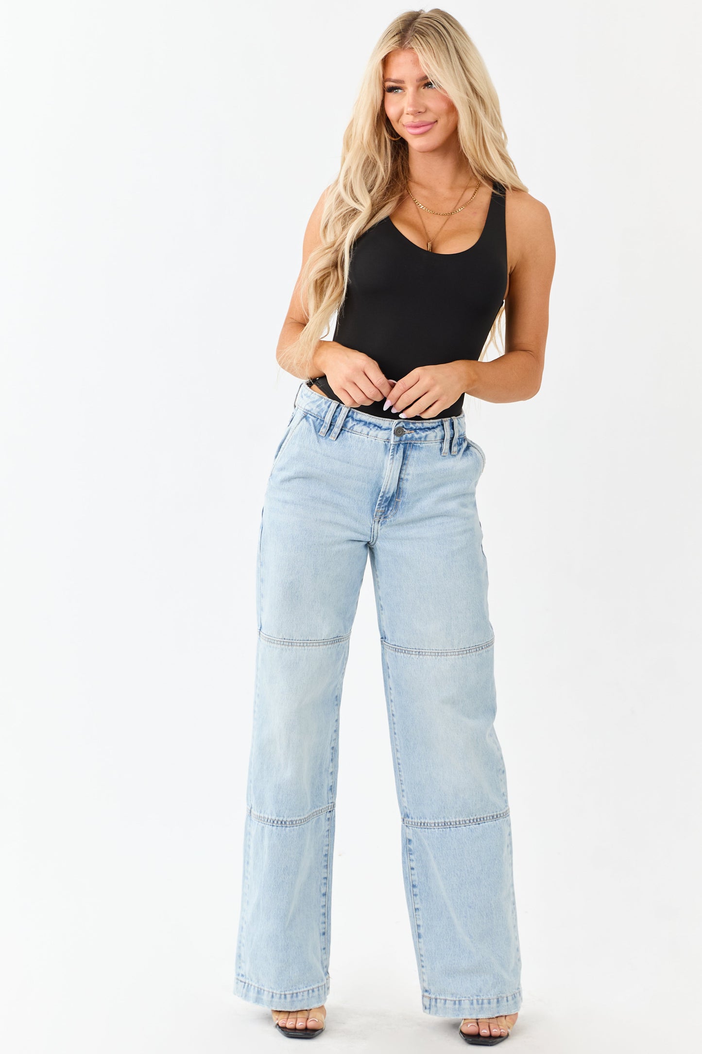 Hidden Light Wash High Rise Relaxed Straight Jeans