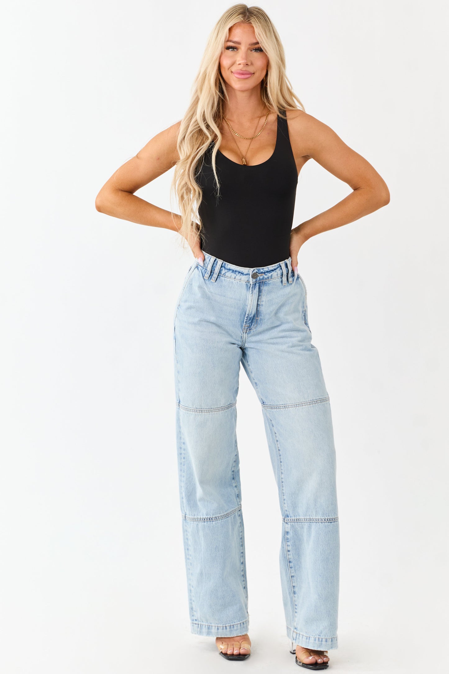 Hidden Light Wash High Rise Relaxed Straight Jeans