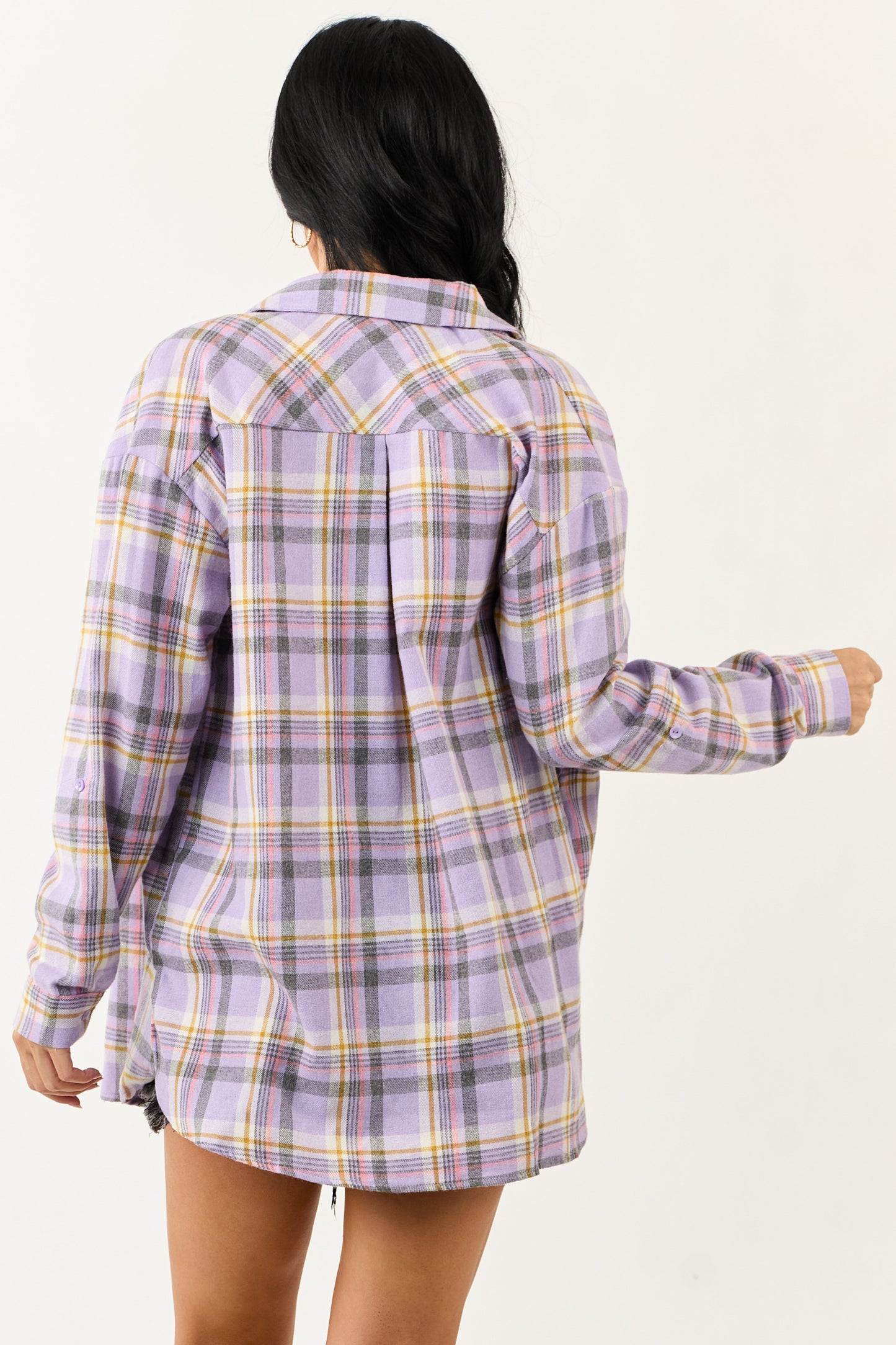 Iris Plaid Button Down Relaxed Long Sleeve Top