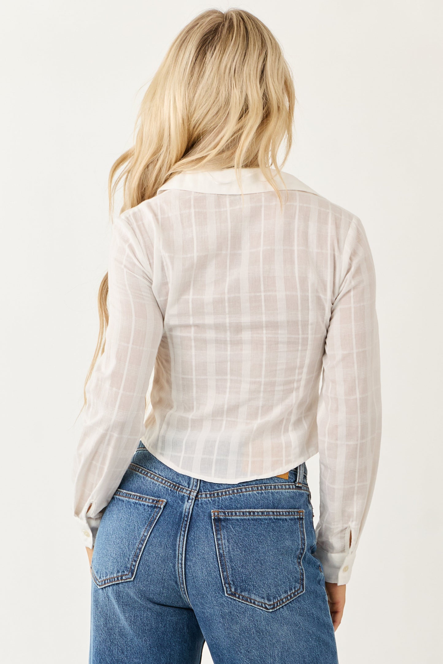 Ivory Button Down Long Sleeve Cotton Top
