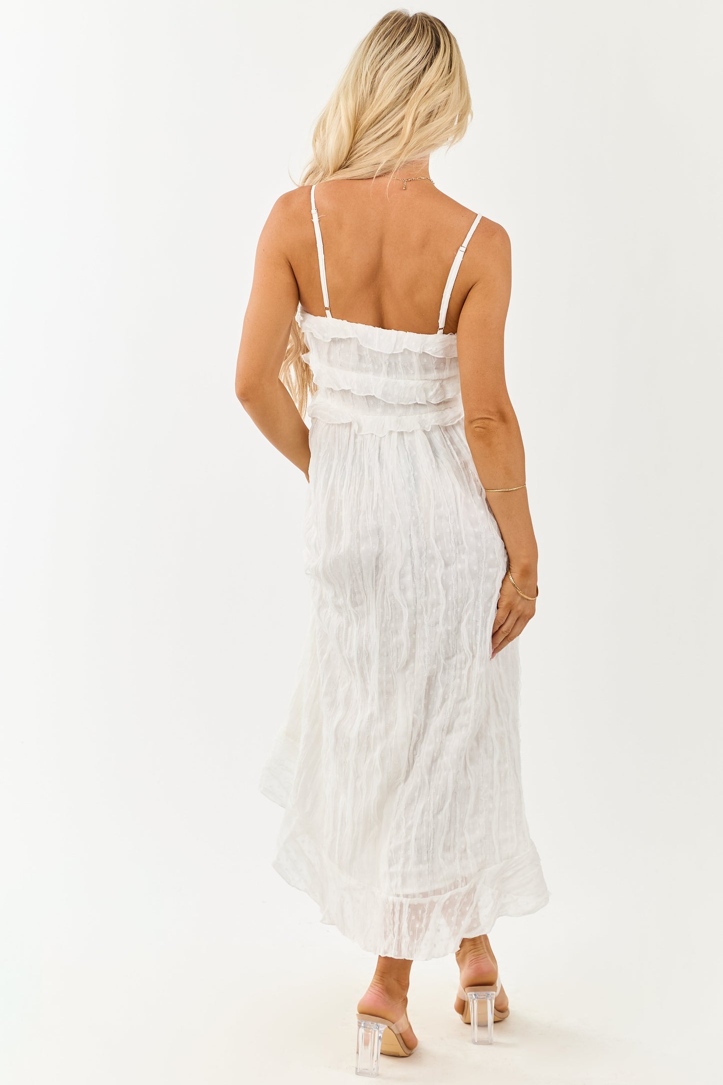 Ivory Swiss Dot Ruffle Chiffon Duster Cami