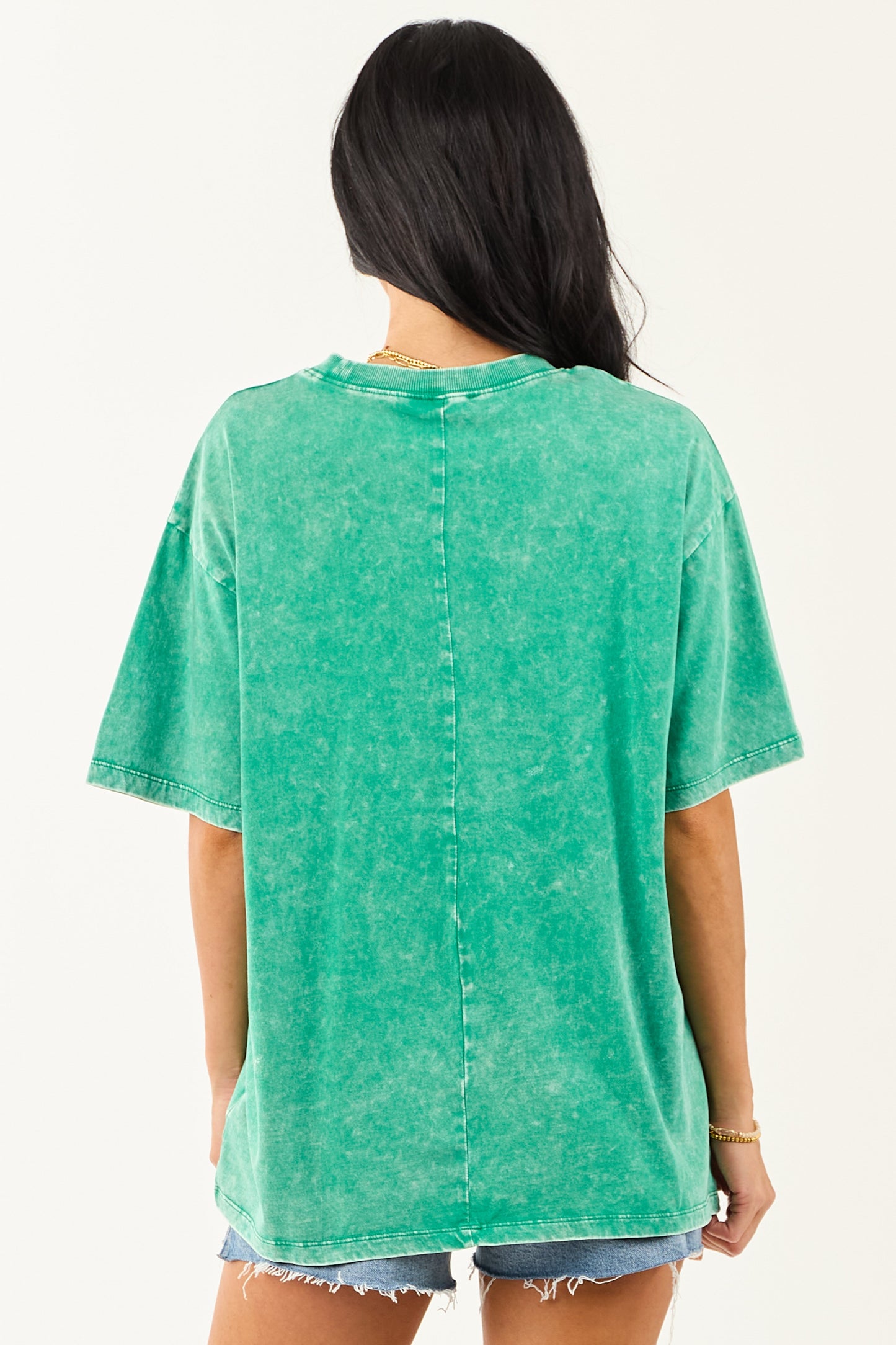 Jade Acid Wash Relaxed Cotton Short Sleeve Top