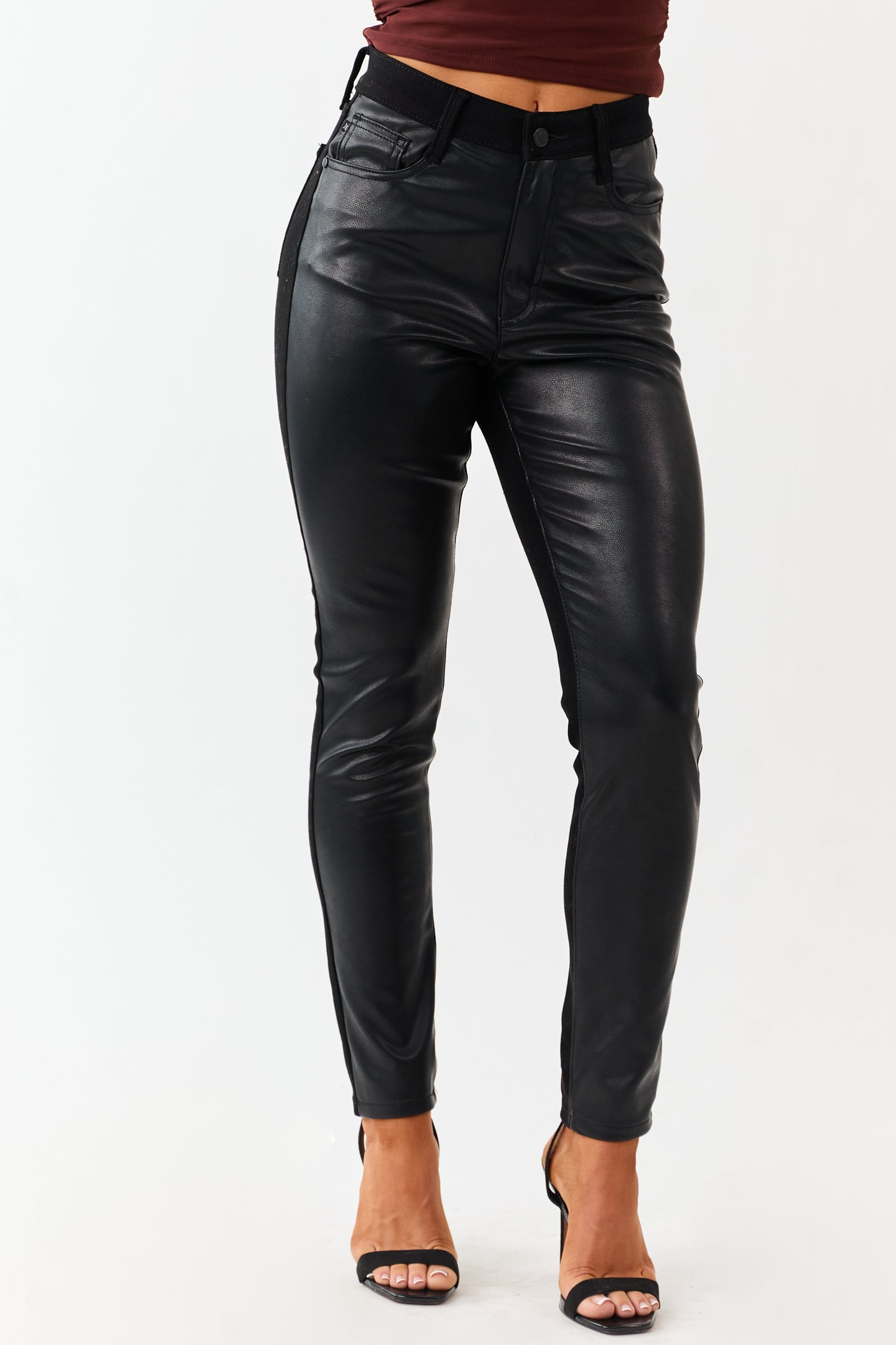 Judy Blue Black Faux Leather Denim Skinny Jeans