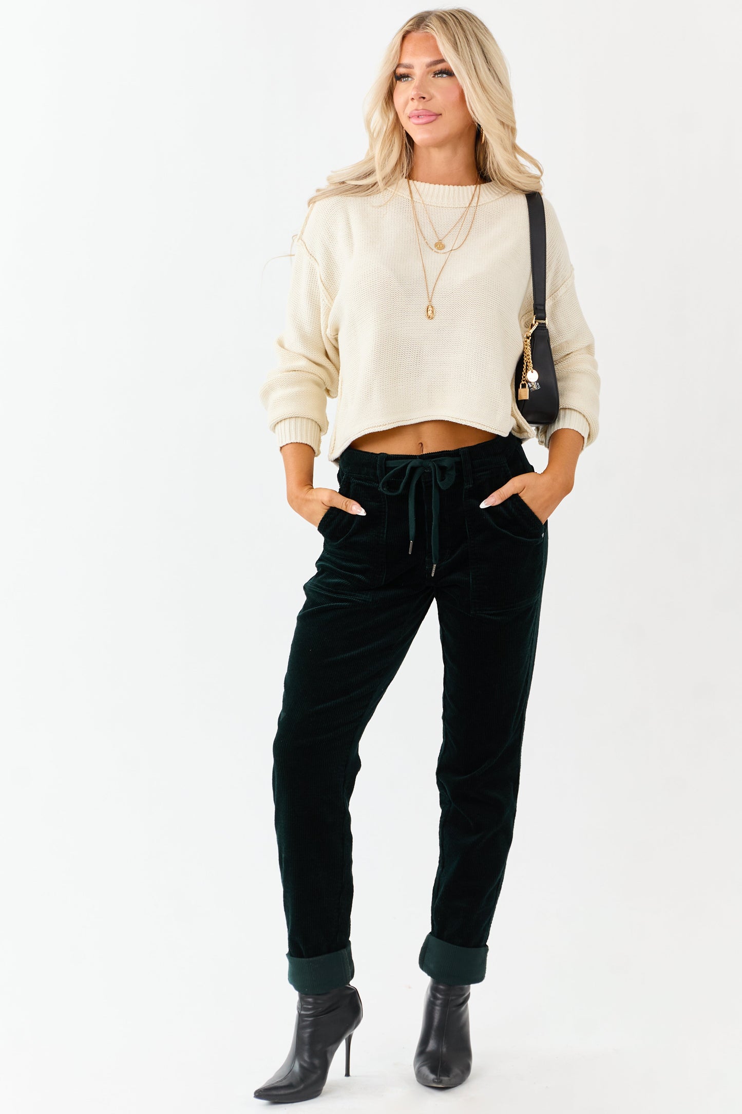 Judy Blue Forest Green Slim Straight Corduroy Pants