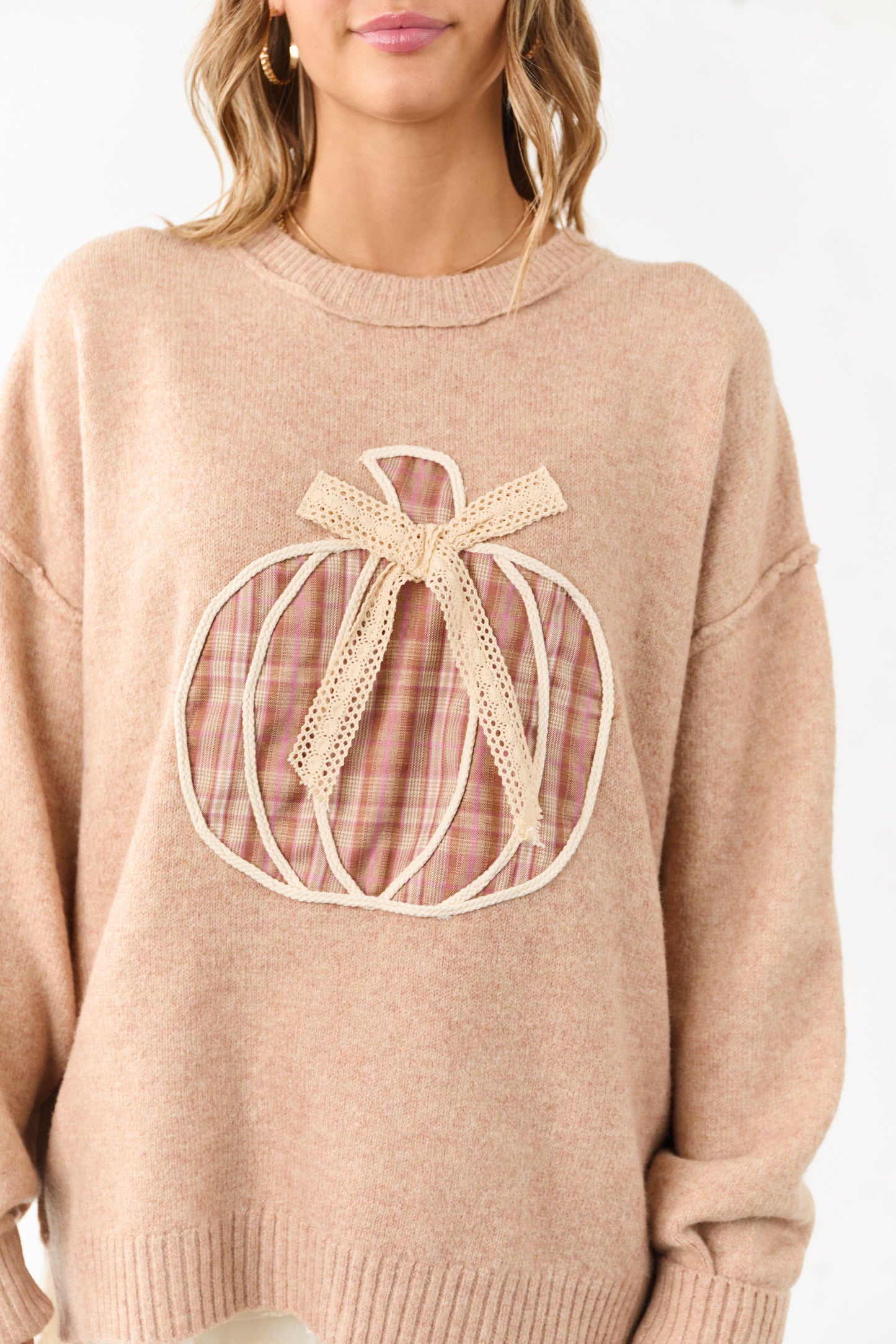 Latte Pumpkin Patch Graphic Soft Knit Sweater