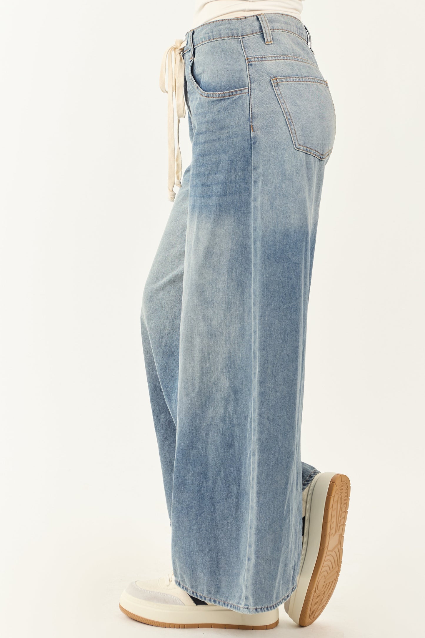 Medium Wash Super Wide Leg Lightweight Denim Pants