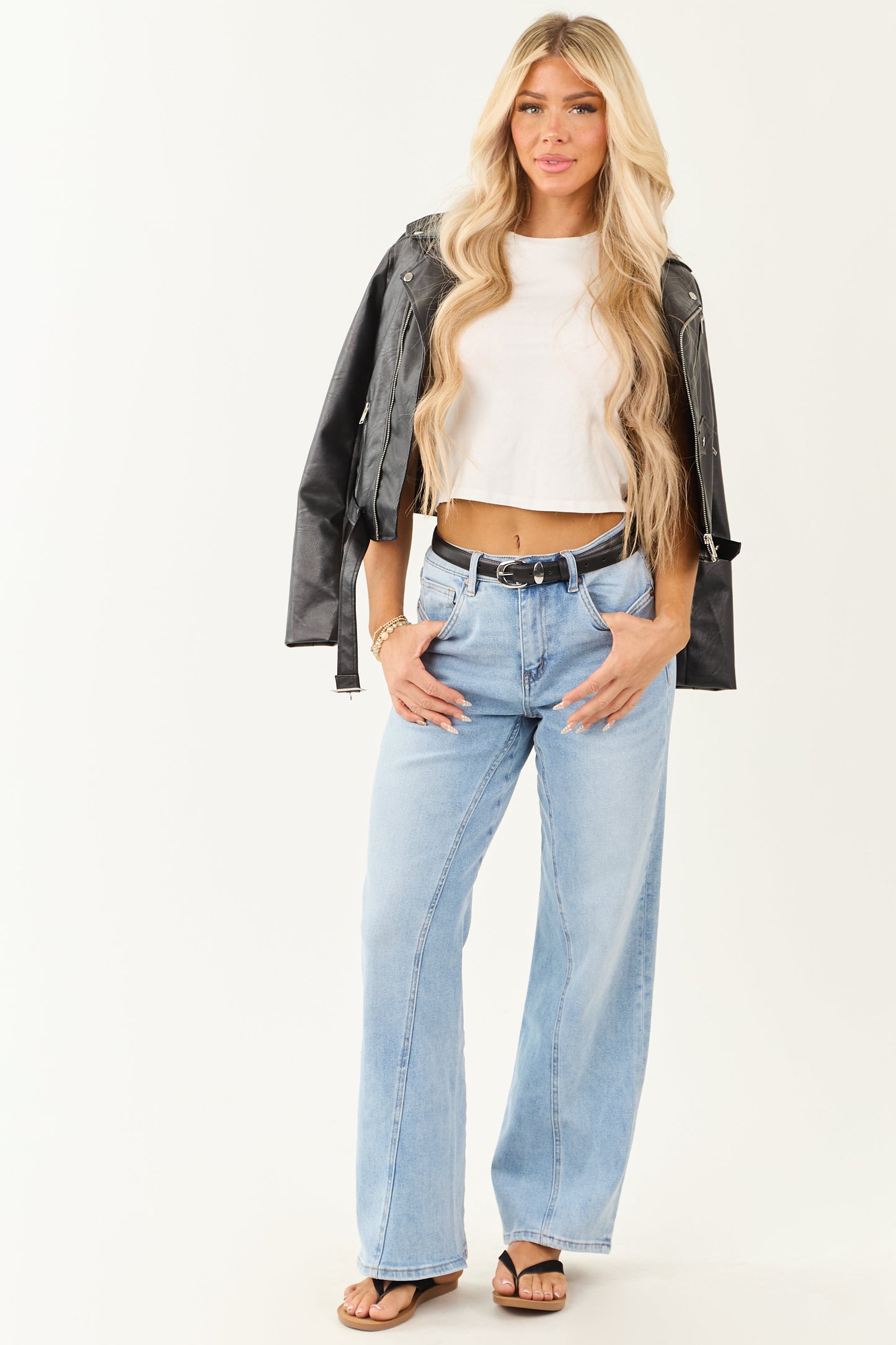 Mica Denim Light Wash Stretchy Straight Leg Jeans