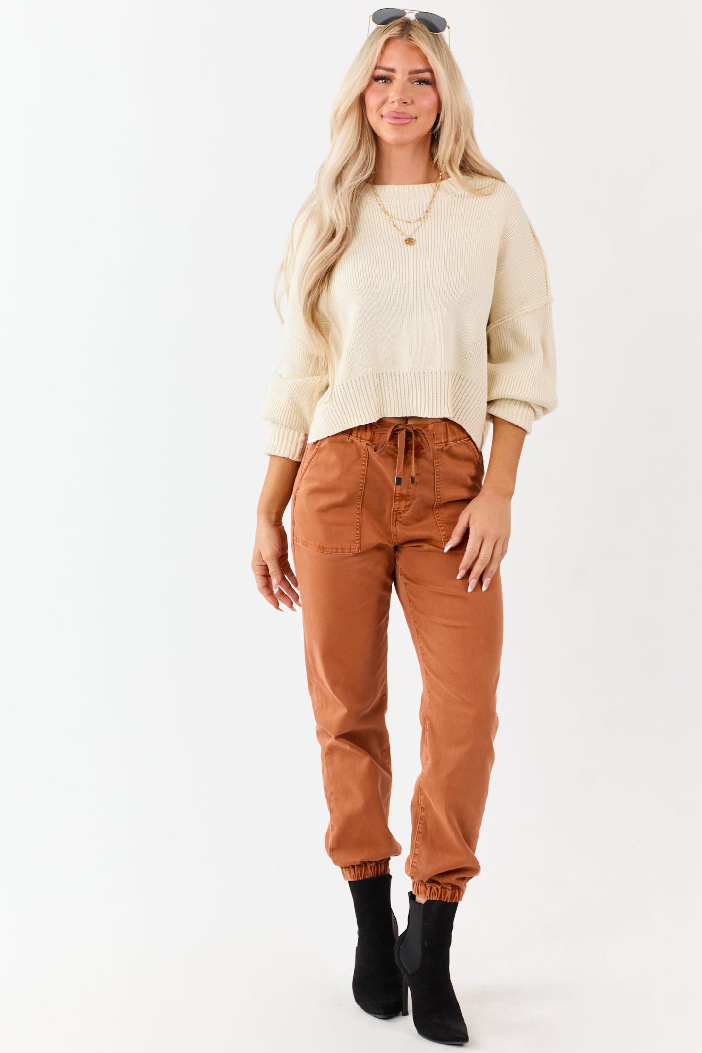 Mica Denim Pumpkin Spice Cropped Jogger Jeans