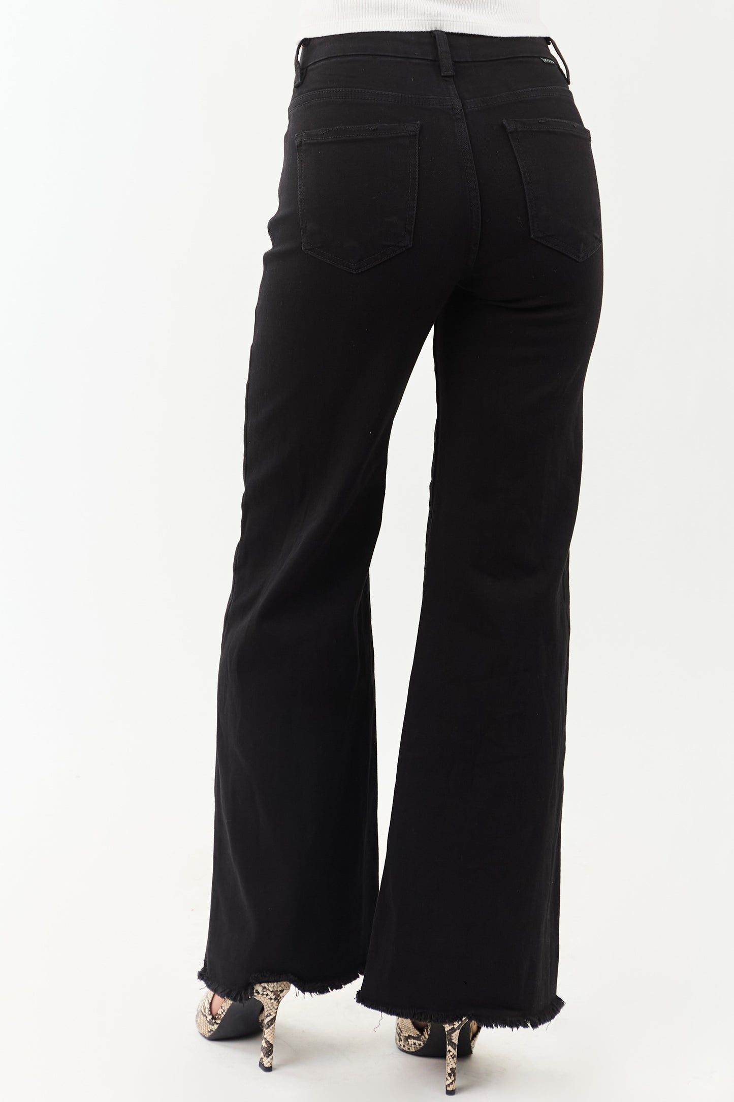 Risen Black Stretchy Tummy Control Wide Leg Jeans