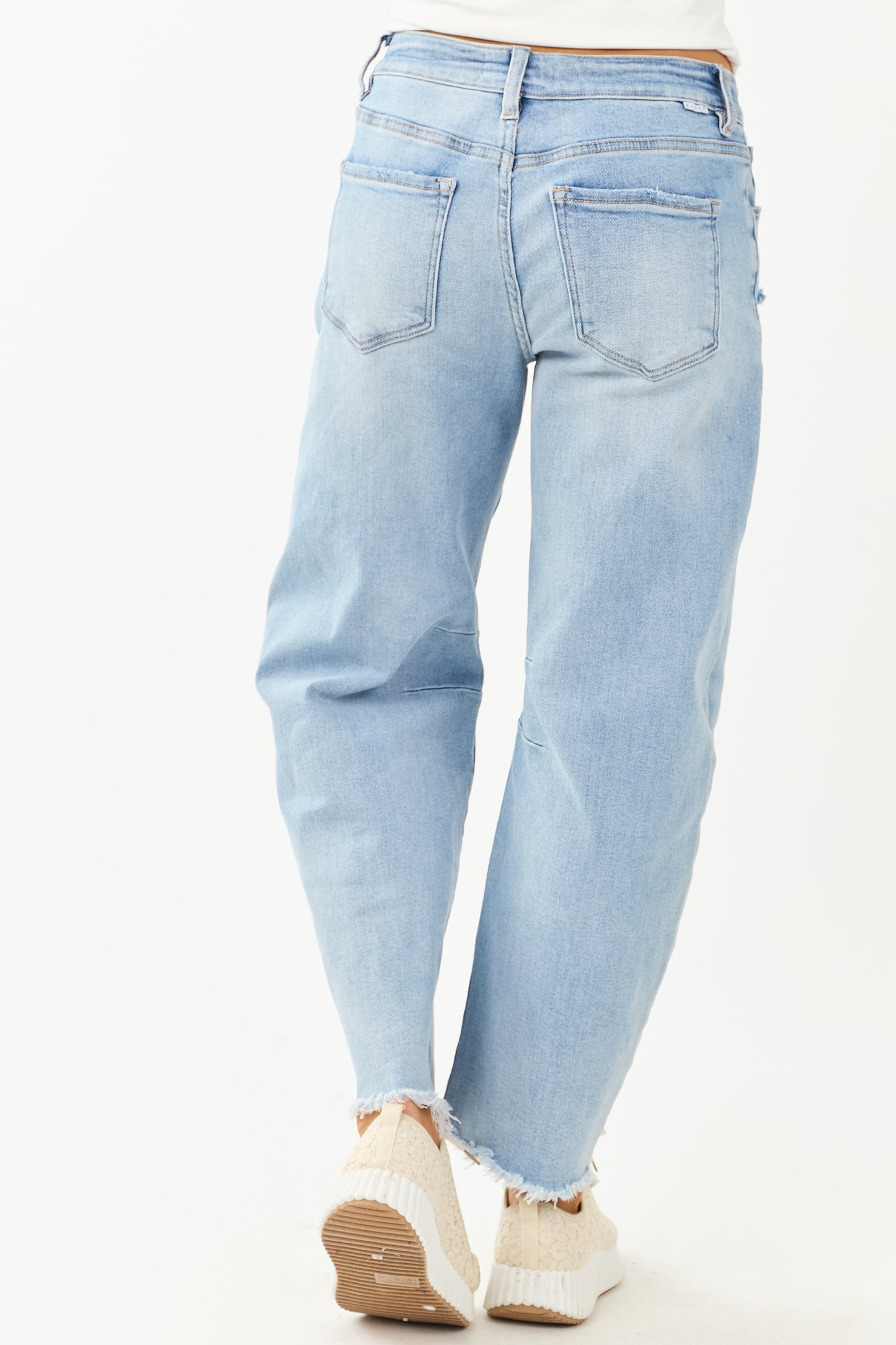 Risen Light Wash High Rise Stretchy Barrel Jeans
