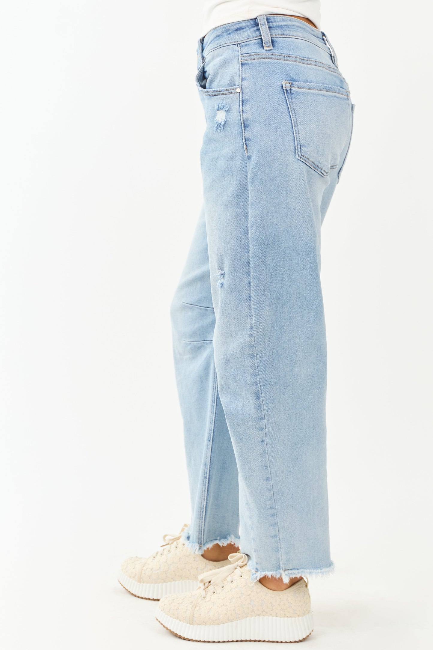 Risen Light Wash High Rise Stretchy Barrel Jeans