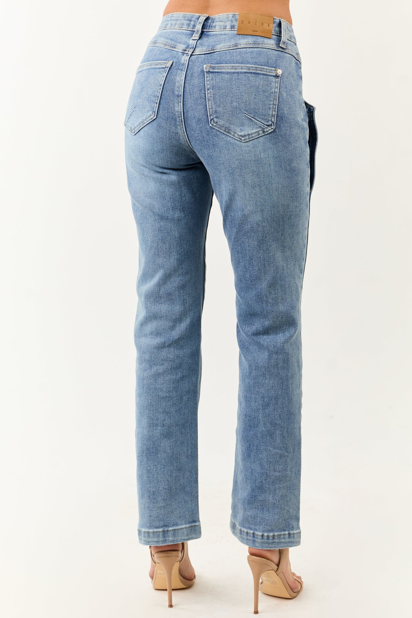 Saige Medium Wash Tummy Control Straight Leg Jeans