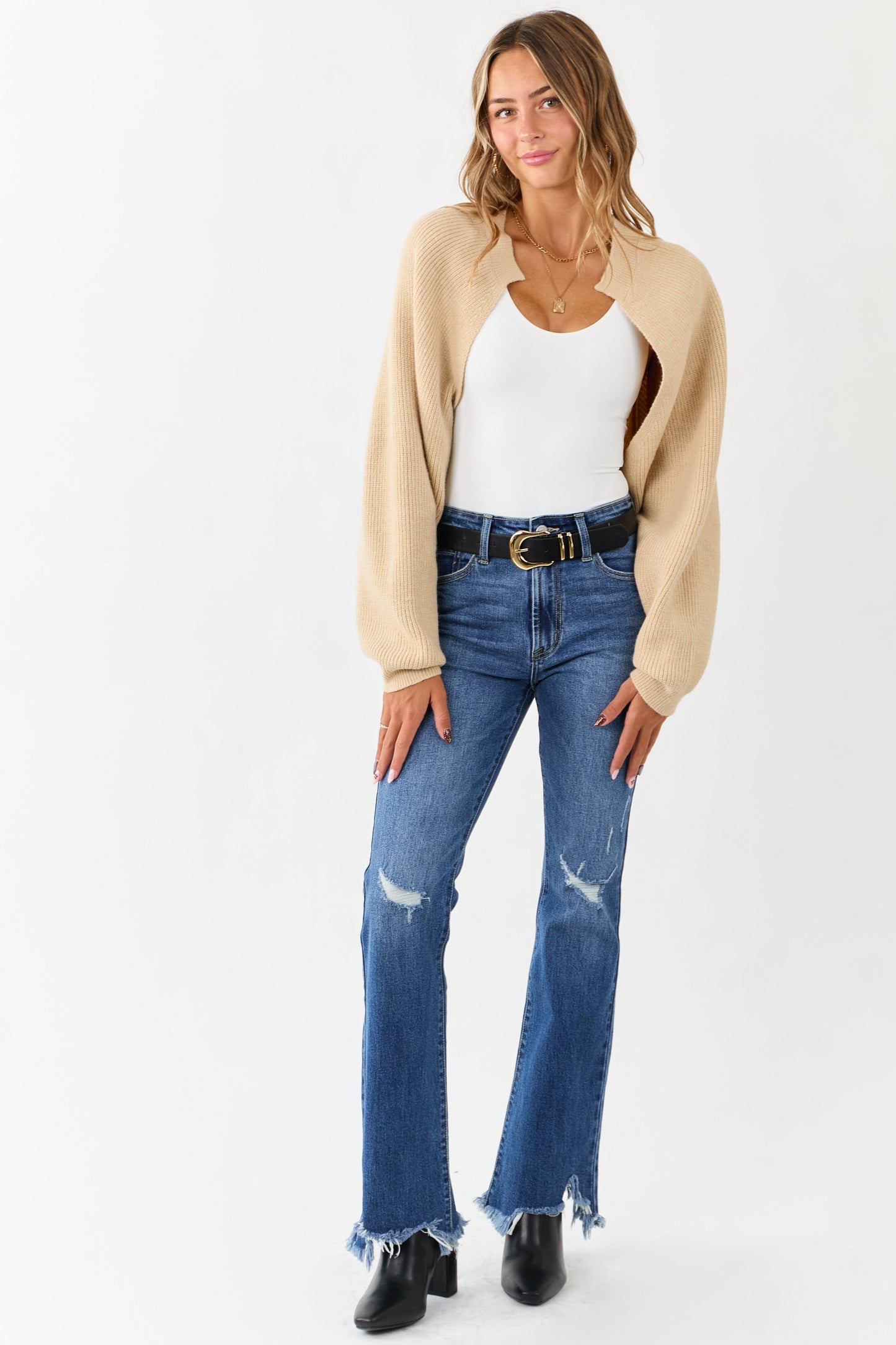 Sand Rib Knit Dolman Sleeve Bolero Shrug Crop Cardigan