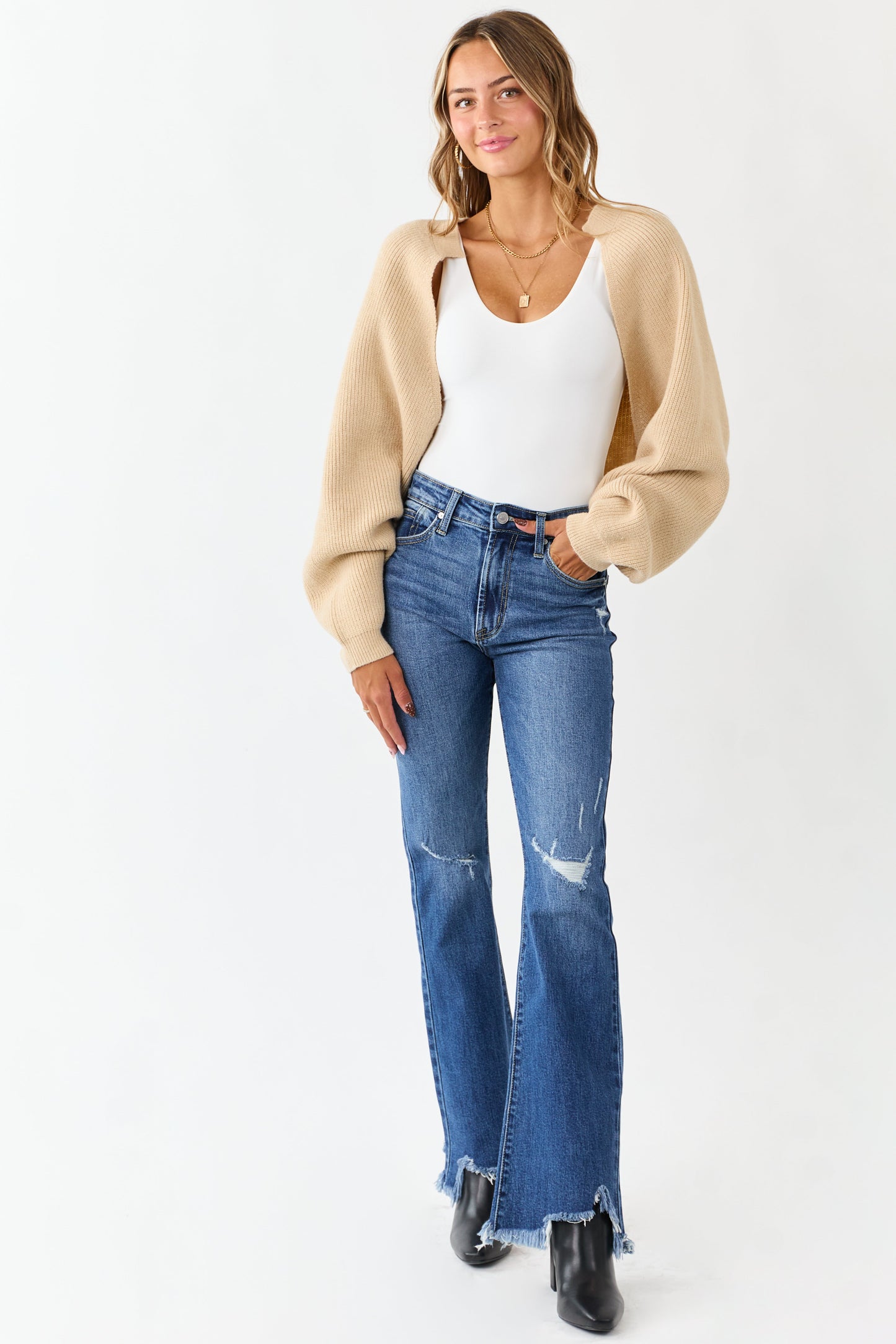 Sand Rib Knit Dolman Sleeve Bolero Shrug Crop Cardigan