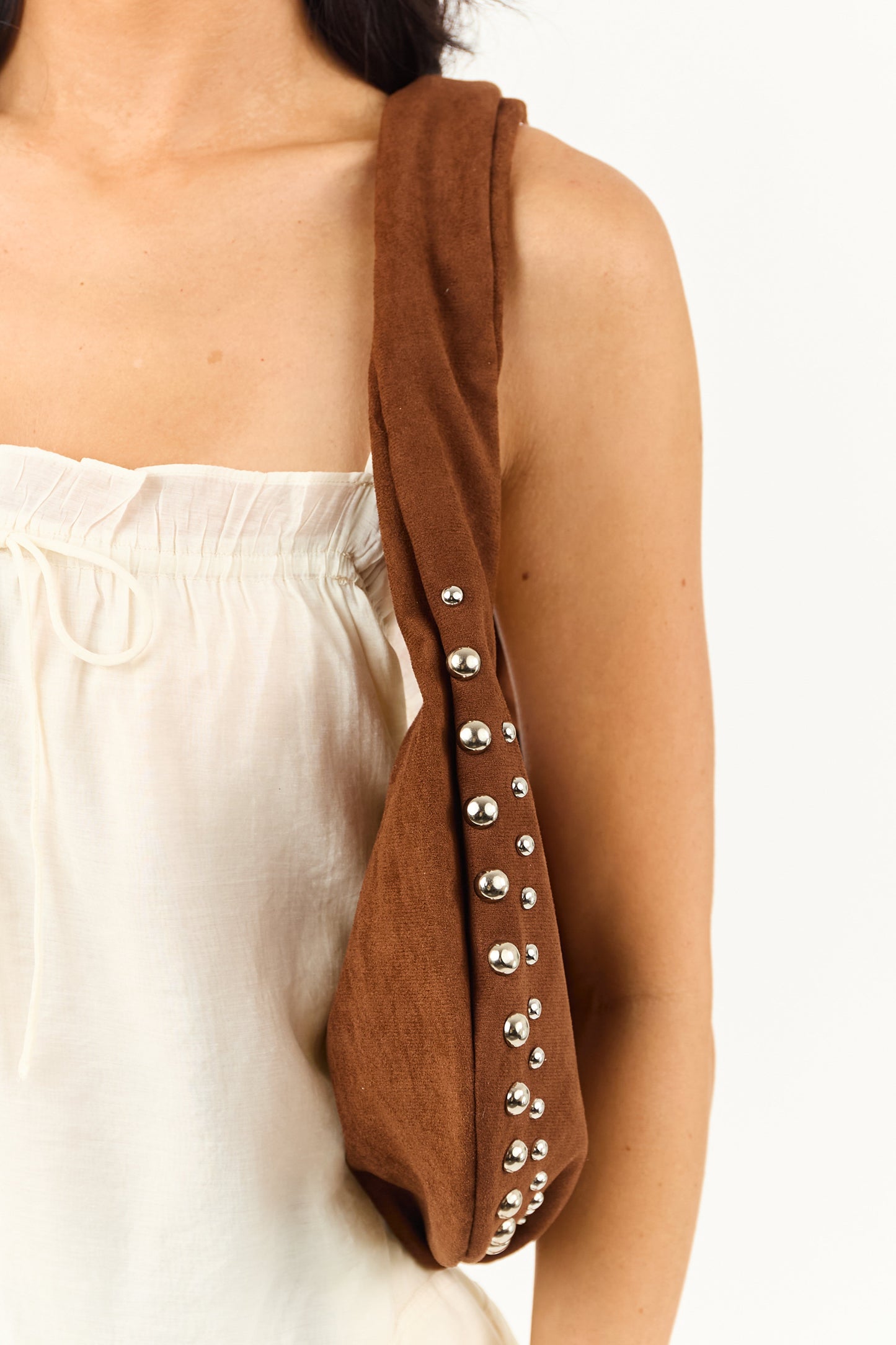 Spice Faux Suede Metallic Studded Handbag
