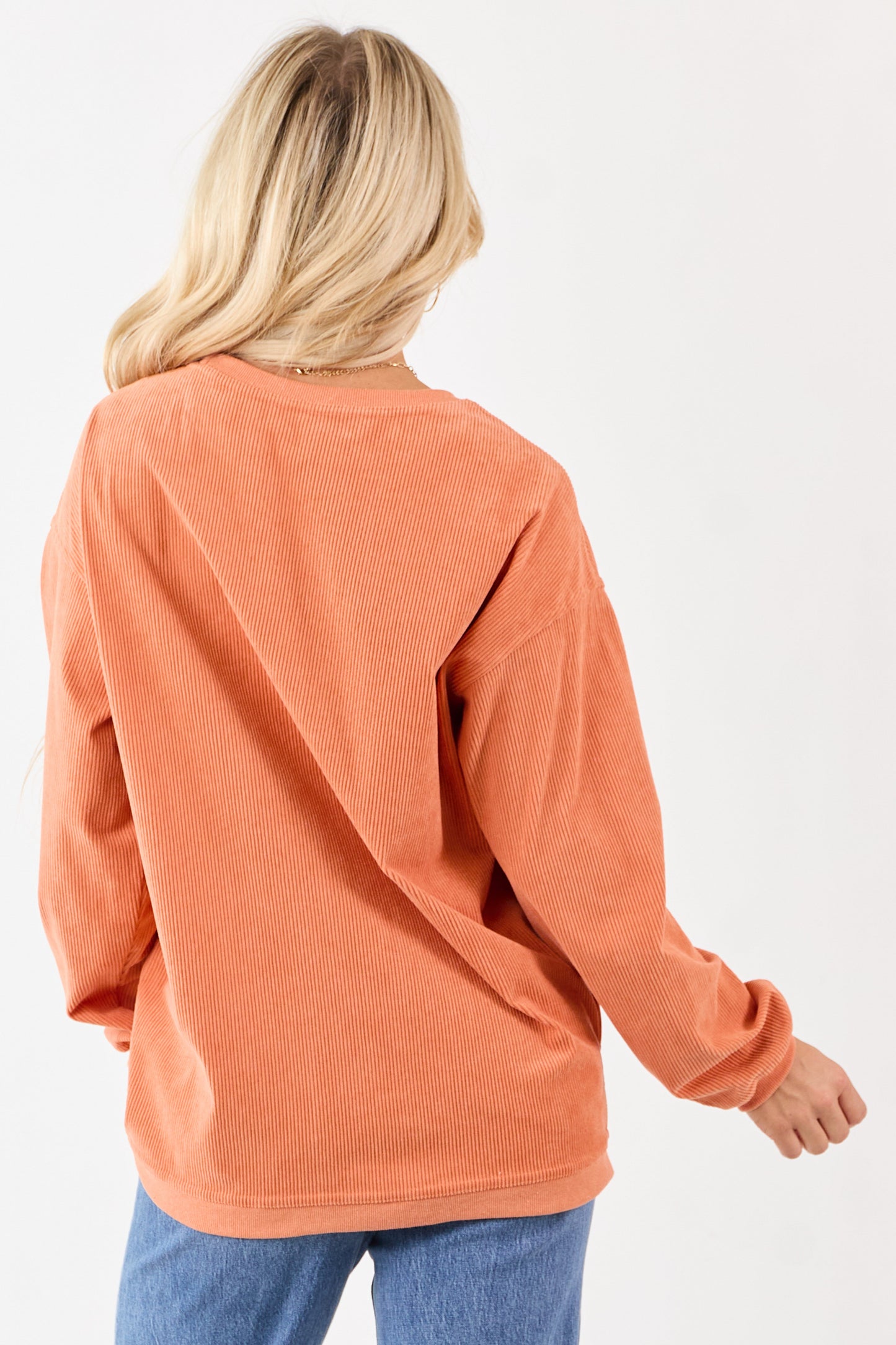 Tangerine 'Hello Pumpkin' Graphic Corduroy Sweatshirt