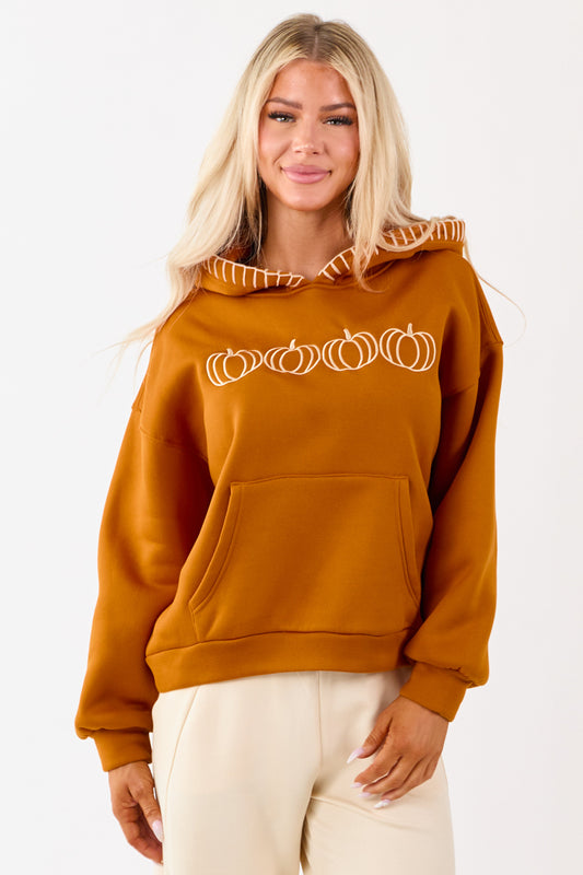 Tawny Pumpkin Graphic Relaxed Fleece Hoodie