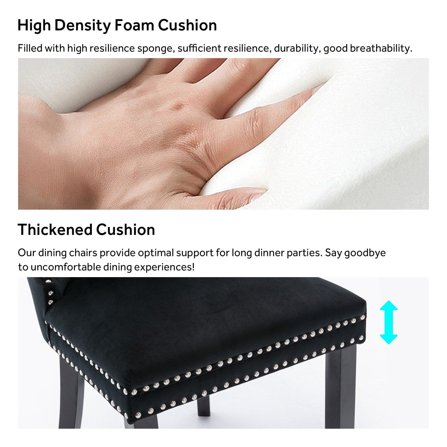 Upholstered Tufted Velvet Dining Chair with Solid Wood Legs Set of 6