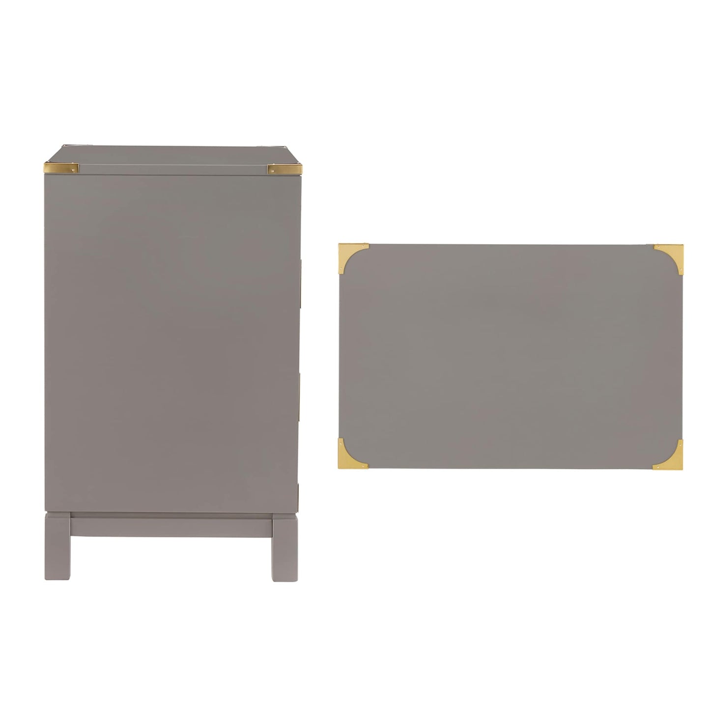 Valoria 3-Drawer Gold Accent Nightstand