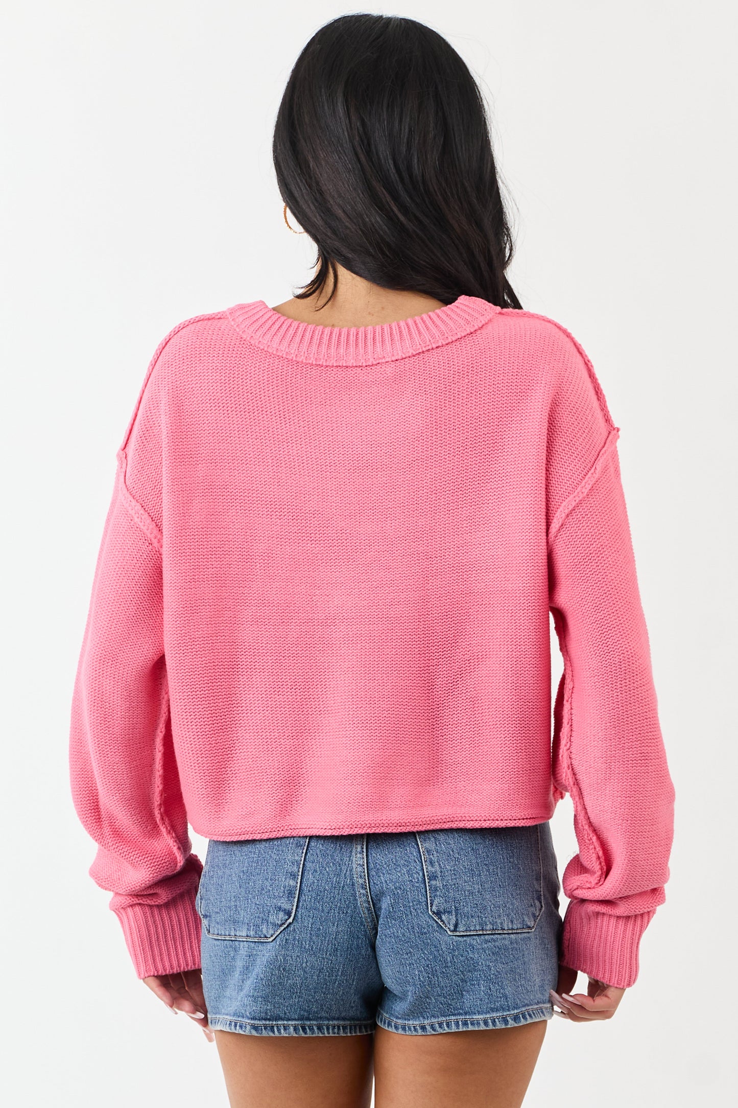 Watermelon Long Sleeve Relaxed Knit Sweater