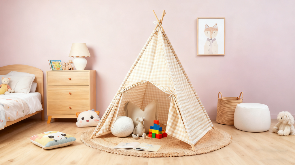 Henley Teepee - Beige Gingham