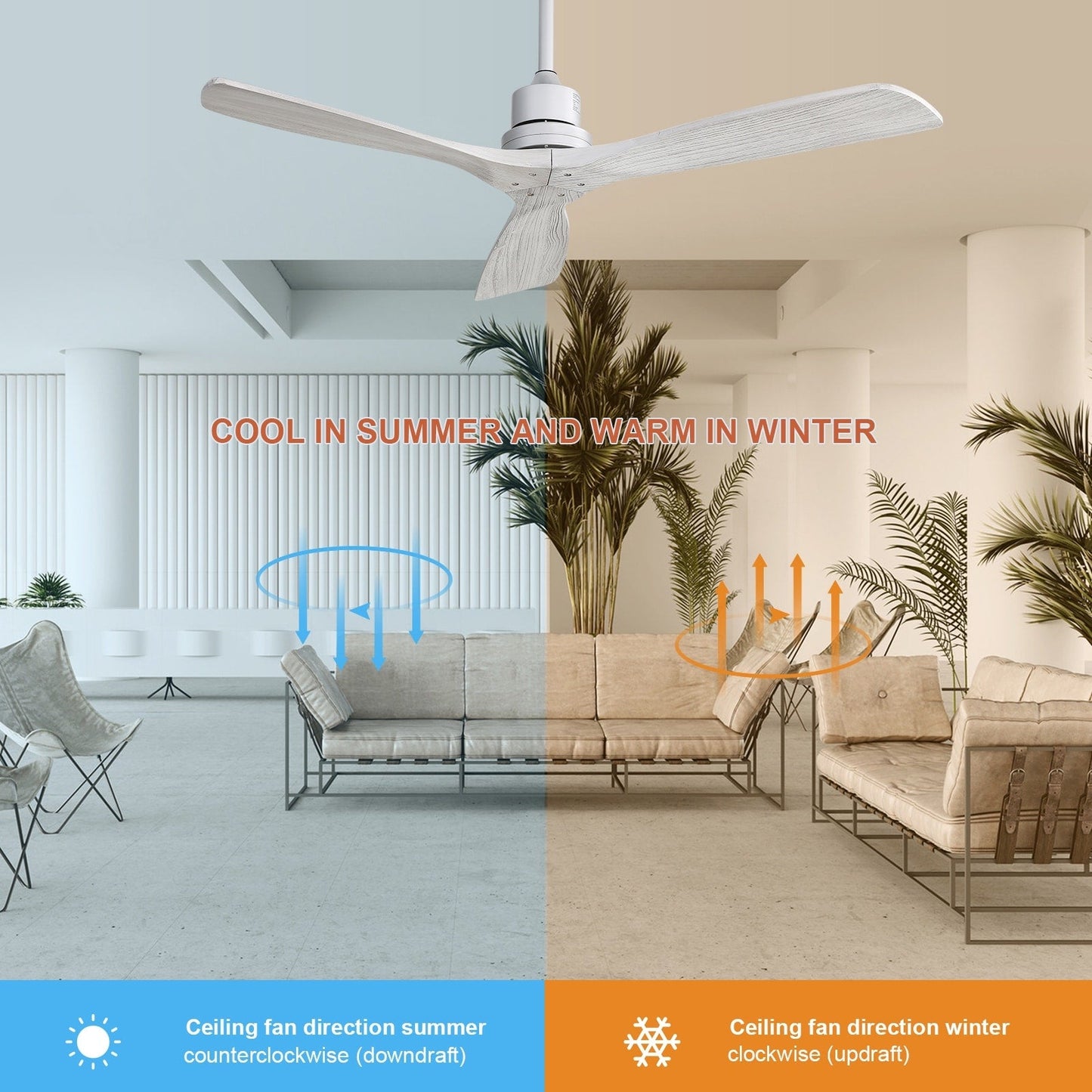 Sofucor 52 Indoor Wood Ceiling Fan Light with Remote, Integrated Light Optional