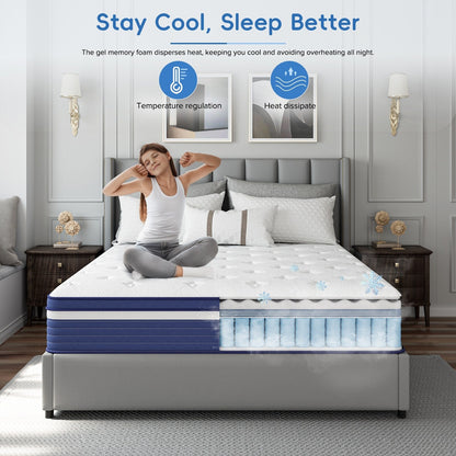 SweDrea 10in. Innerspring Hybrid Cooling and Breathable Medium Firm Mattress with CertiPUR-US, SGS and OEKO-TEX Certified