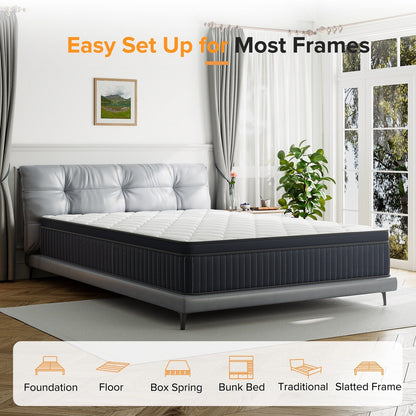 SweDrea 12in. Medium Pillow Top Gel Memory Foam Innerspring Hybrid Mattress with CertiPUR-US, SGS and OEKO-TEX Certified