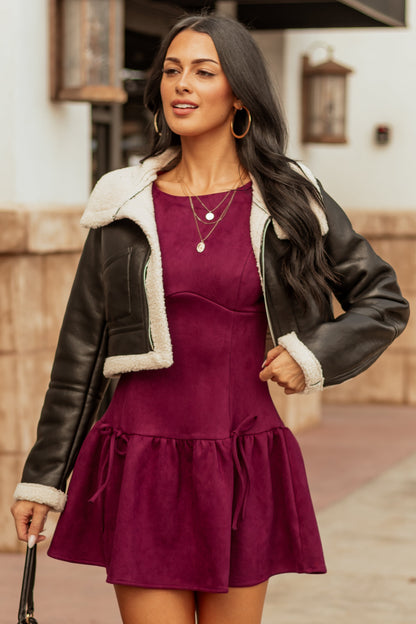 Black Faux Leather Sherpa Lined Jacket