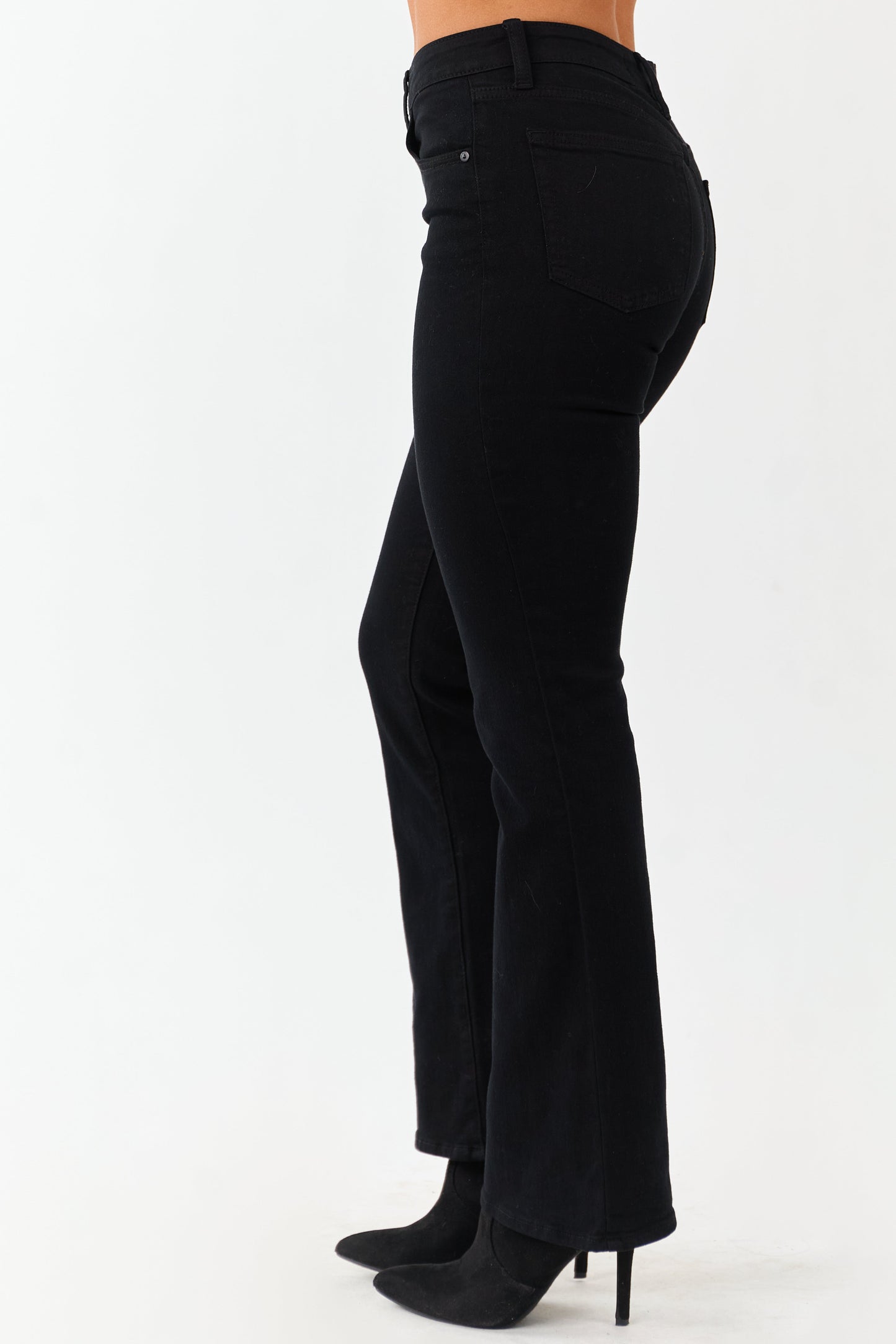 Black High Rise Stretchy Bootcut Jeans