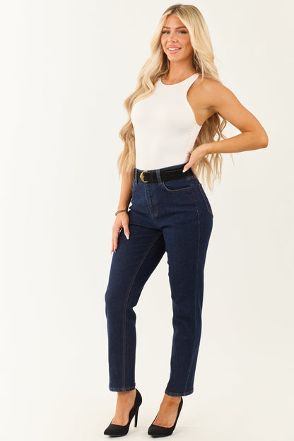 Cello Dark Wash Stretchy Straight Leg Jeans
