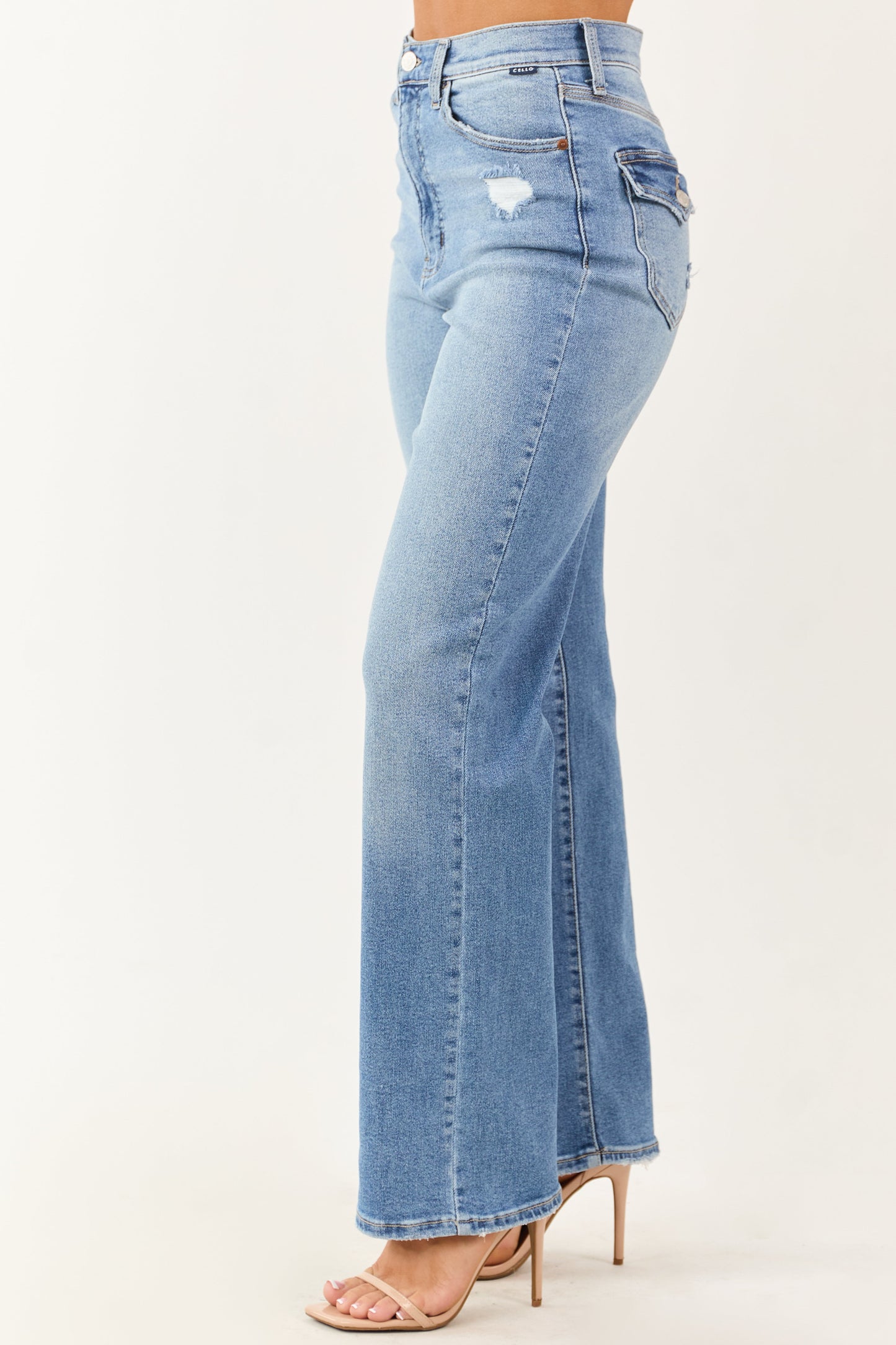 Cello Light Wash High Rise Stretchy Dad Jeans