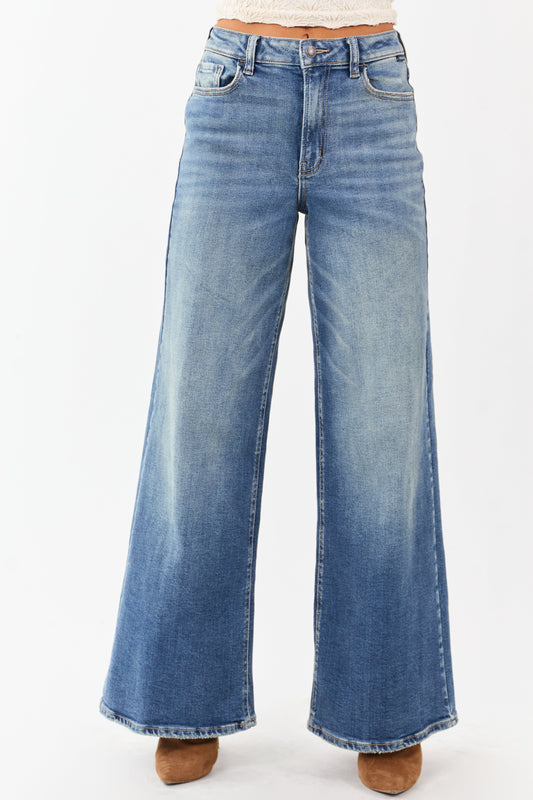 Cello Medium Wash Wide Leg Stretchy Jeans