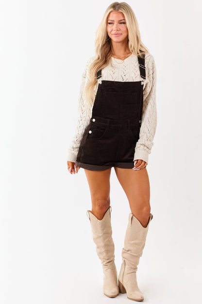 Cocoa Corduroy Cuffed Short Overalls