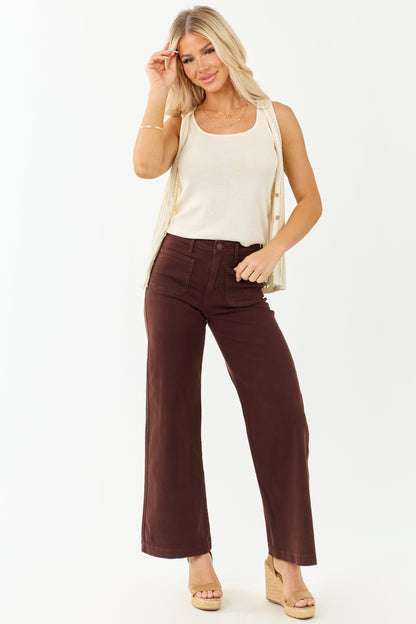 Cocoa High Rise Patch Pocket Stretchy Wide Leg Jeans