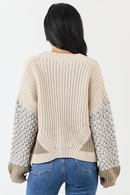 Coconut Colorblock Button Down Thick Knit Cardigan