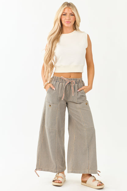 PRE-ORDER Copper and Ocean Striped Wide Leg Denim Pants SHIP ETA 10/15