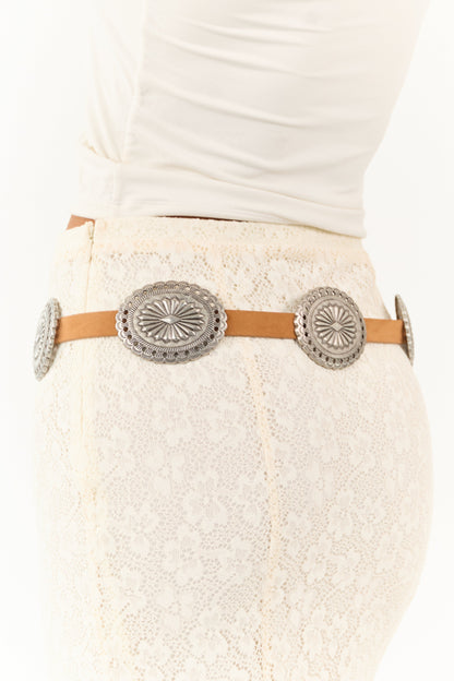 Copper Faux Suede Western Concho Disc Belt