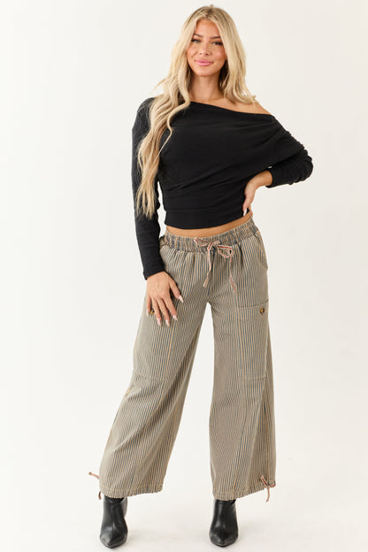 PRE-ORDER Copper and Ocean Striped Wide Leg Denim Pants SHIP ETA 10/15